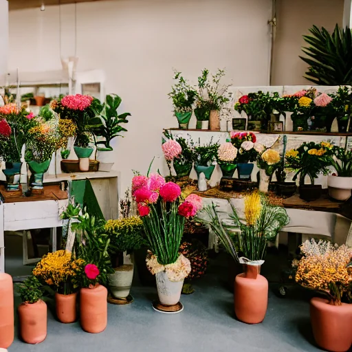 Garden bed with colourful flowers and neat hedges